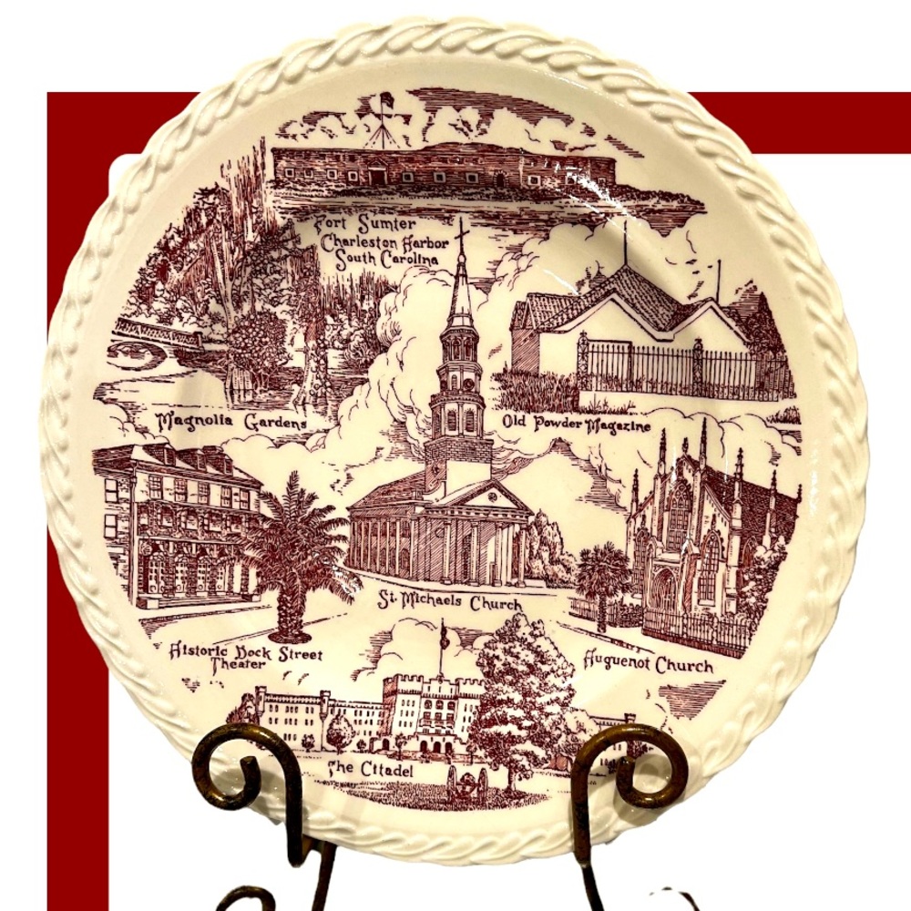 1950s CHARLESTON SC CHURCH CITADEL SWORD GATES COLLECTOR PLATE Wall Decor